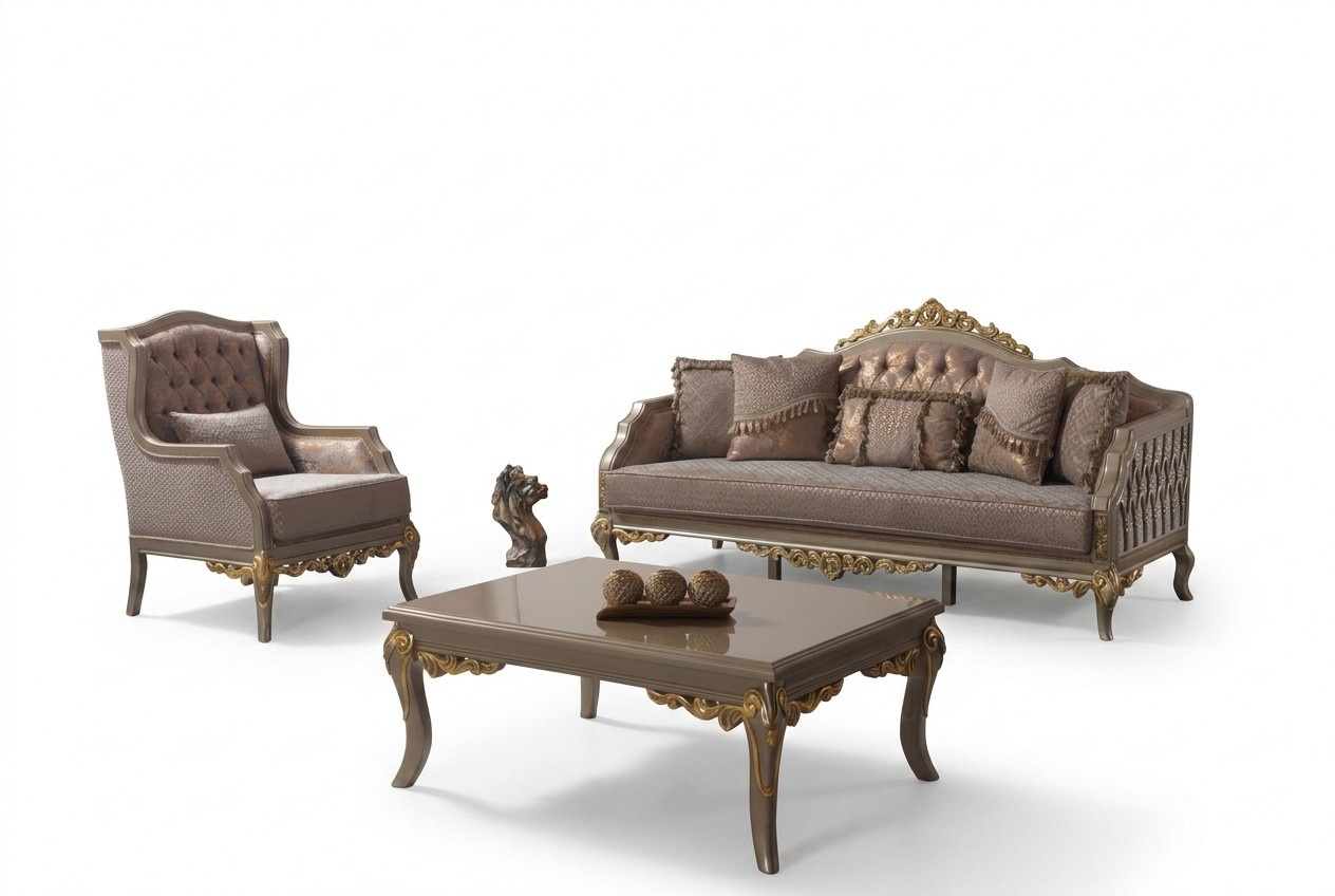 Polstersofa Komplette Couchgarnitur Sofagarnitur Sofa Stoffsofa Braun