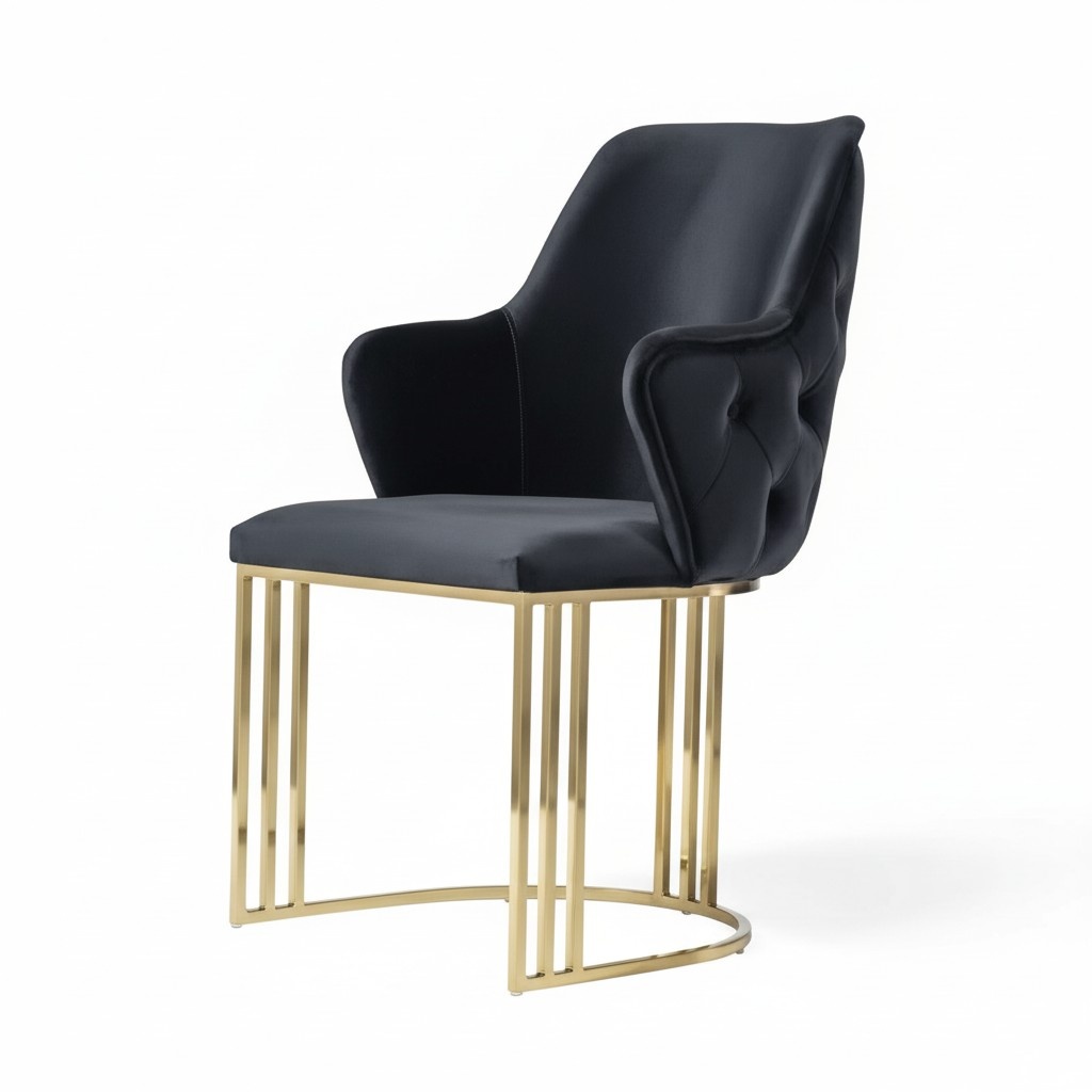 Polsterstuhl Moderne Design Textil Stuhl Lehnstuhl Schwarz Armlehne Esszimmer