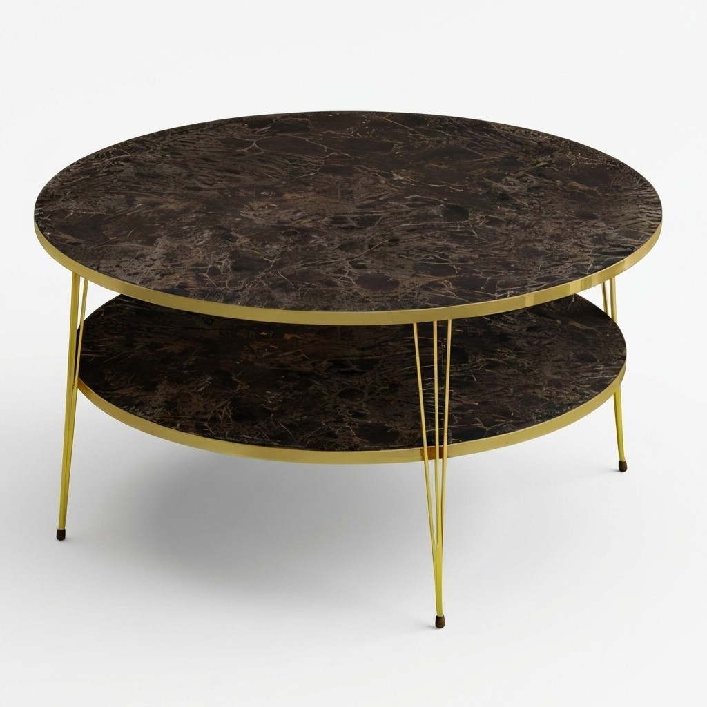 Praktisch und raffiniert – Couchtisch mit Ablagefläche und goldener Kante