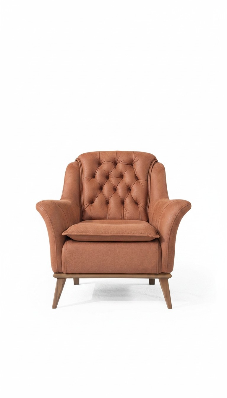 Sessel Modern Holz Design Wohnzimmer Möbel Orange farbe Luxus Stil