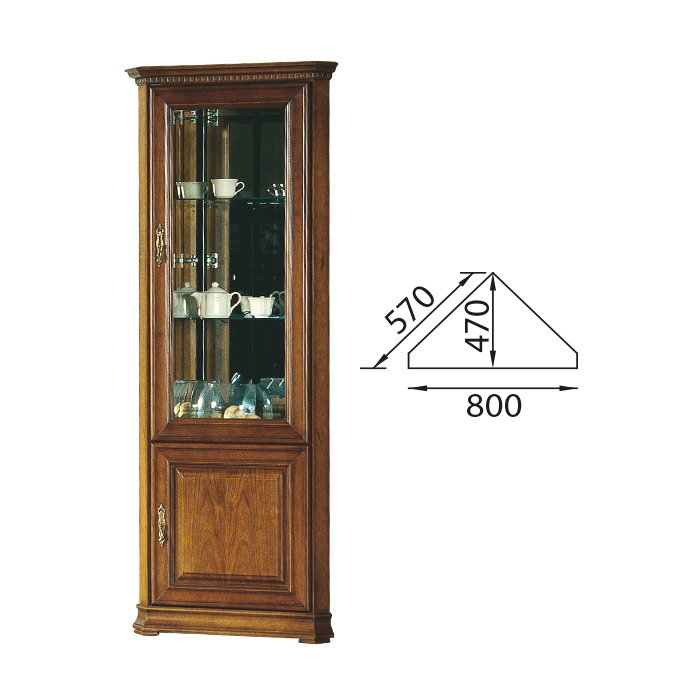 Klassischer Vitrine Vitrinenschrank Eckschrank Schrank Massiv Sammler Vitrinen