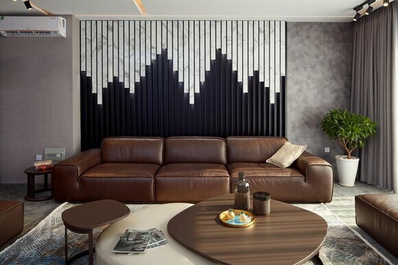 Großes 4-Sitzer-Sofa für das Wohnzimmer in Braun mit Weichen Kissen Neues Modell