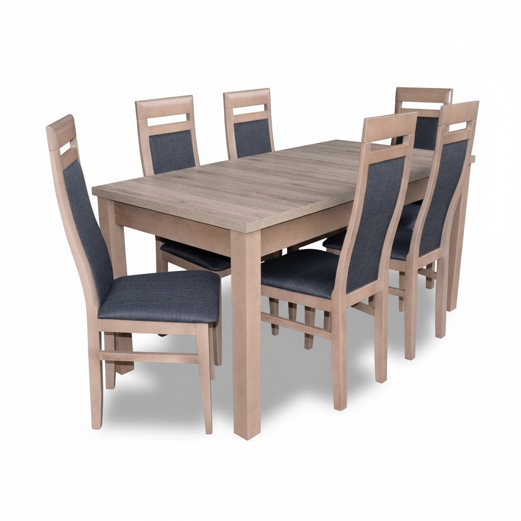 Rechteckig Esszimmer Tisch 6 Stühle Stuhl Garnitur Holz Tische Essgarnitur 7tlg