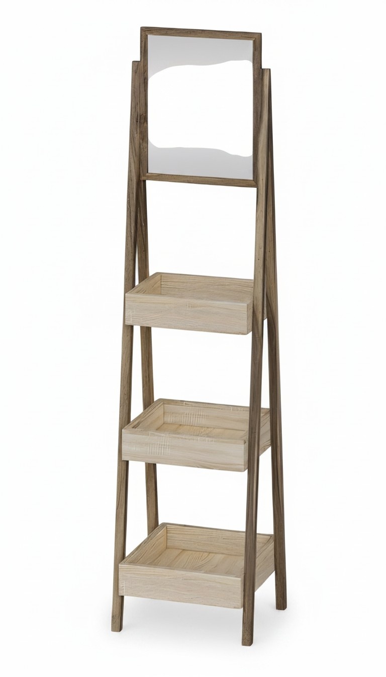 Regal mit Spiegel aus Holz in Braun – Elegantes Design für Zuhause