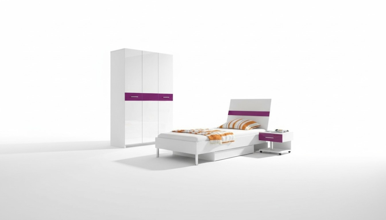 Regal Schrank Bücherschrank für Kinderzimmer Jugendzimmer Weiß Lila Hochglanz