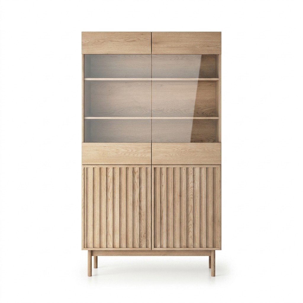 Regalschrank Schrank Holzschrank Buffet Vitrinenschrank Mit Glasfront