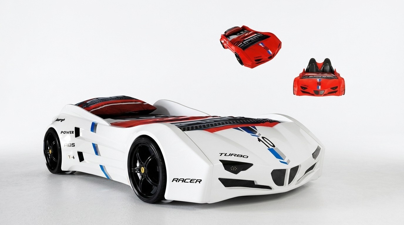 Rennwagen Auto Bett mit Matratze Autobett Kinderzimmer Betten Möbel Neu