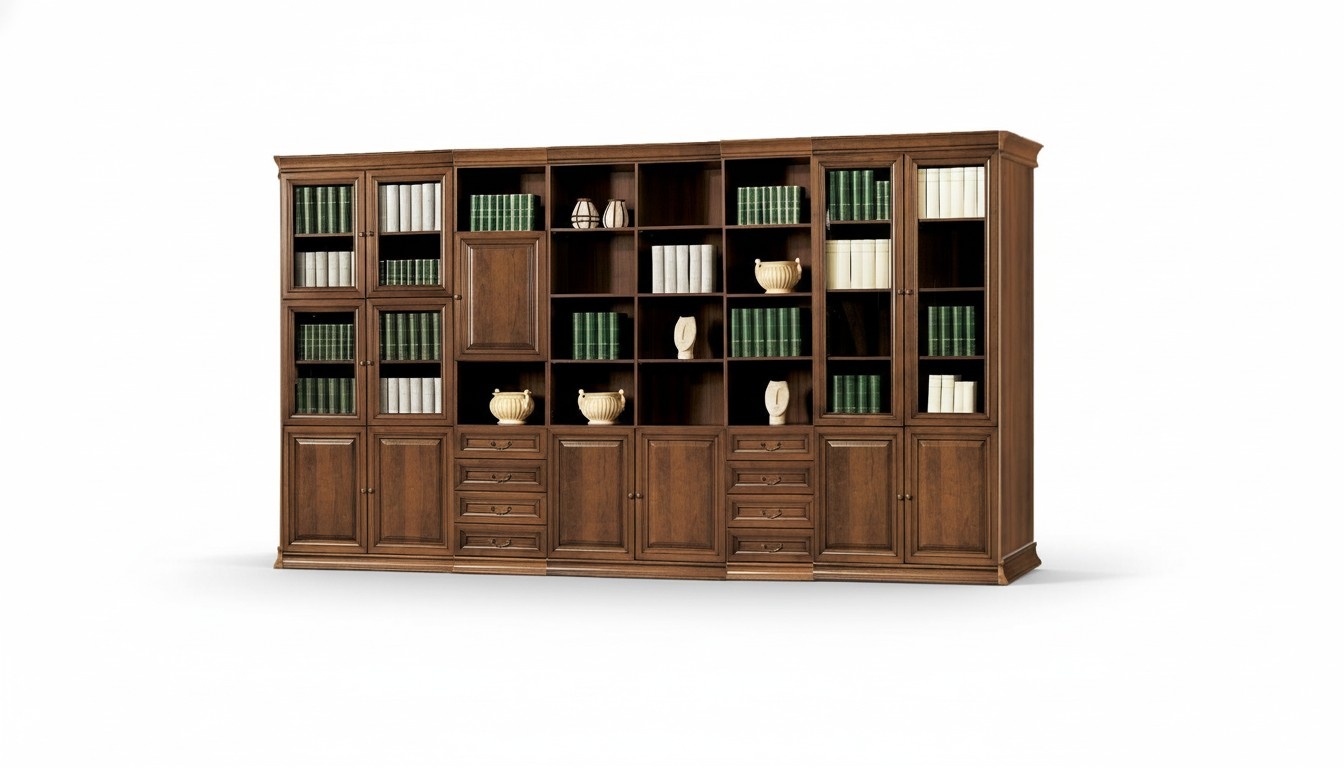 Riesiger Brauner Büroschrank Massivholz Arbeitszimmer Möbel Bücherregale