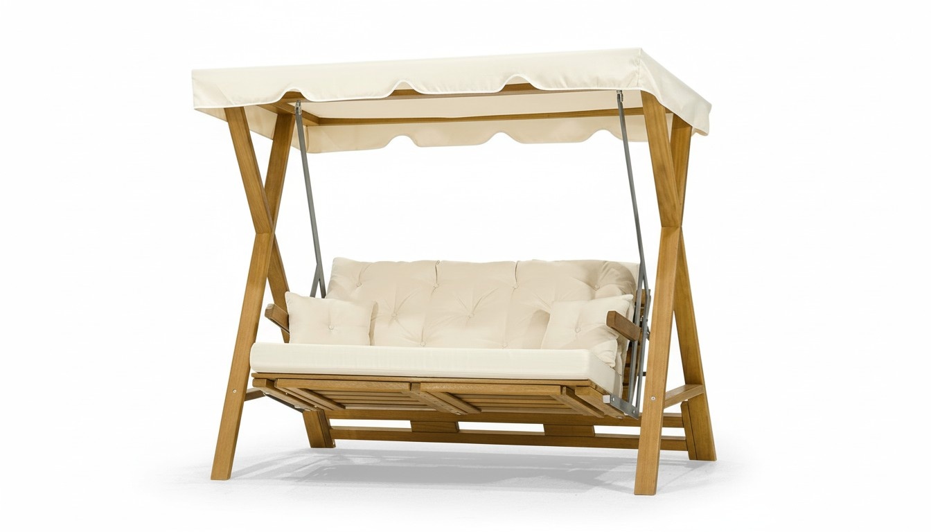 Robuste Beige Gartenschaukel Gartenpendelstuhl Edler Gartenhängesessel