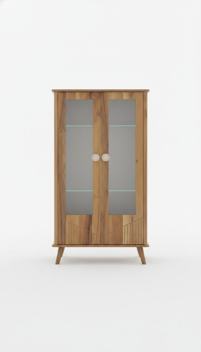 Robuste Holzvitrine Designer 2-Türige Glasvitrine Glasschrank Edle Möbel