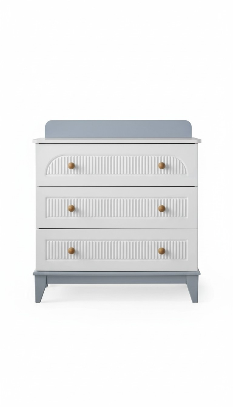 Robuste Modern Weiße 3-Türige Kommode 96 cm Holz Luxus Kinderzimmer Neu