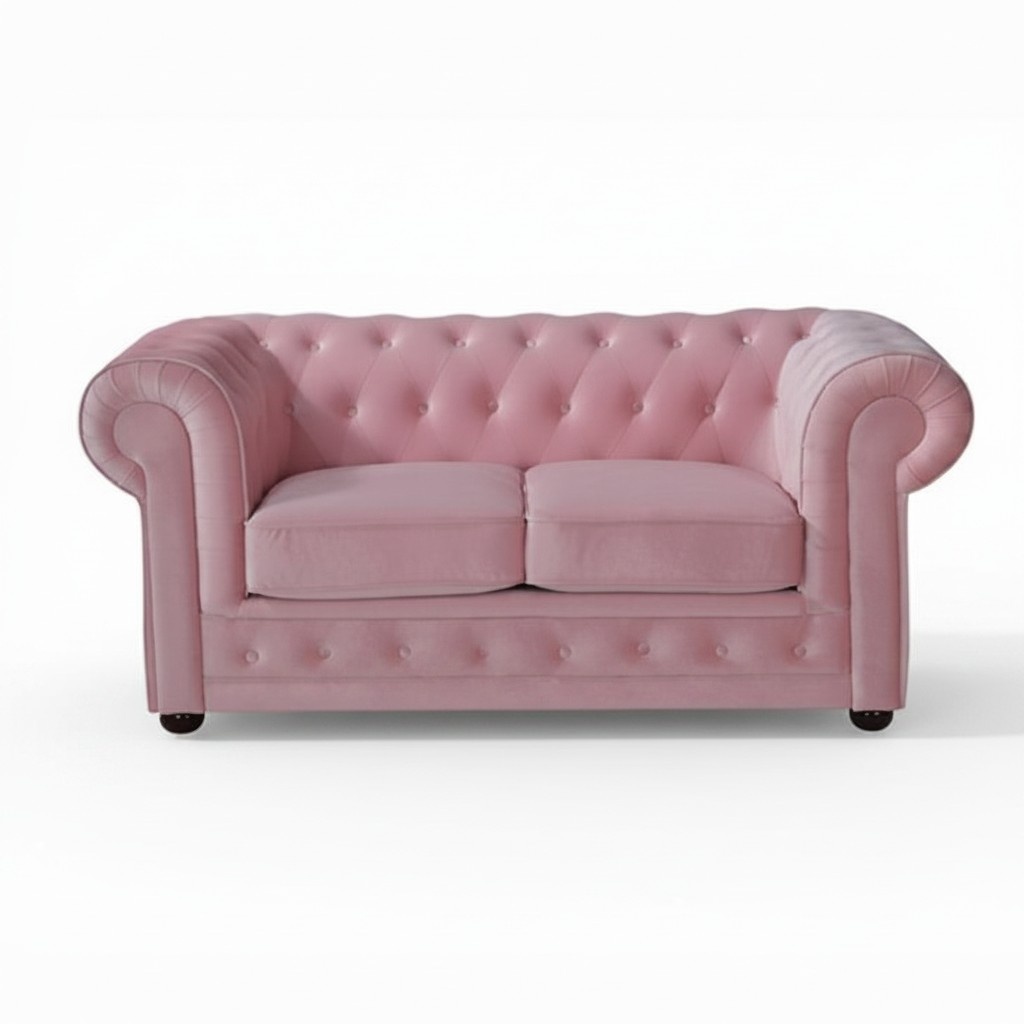 Rosa Chesterfield Sofa Couch Polster Stoff Leder Couchen Polster Garnitur Neu