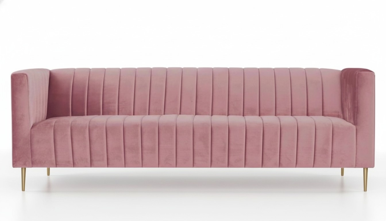 Rosa Dreisitzer Stoff Wohnzimmer Design Couchen Polster Sofa Sofas Moderne Möbel