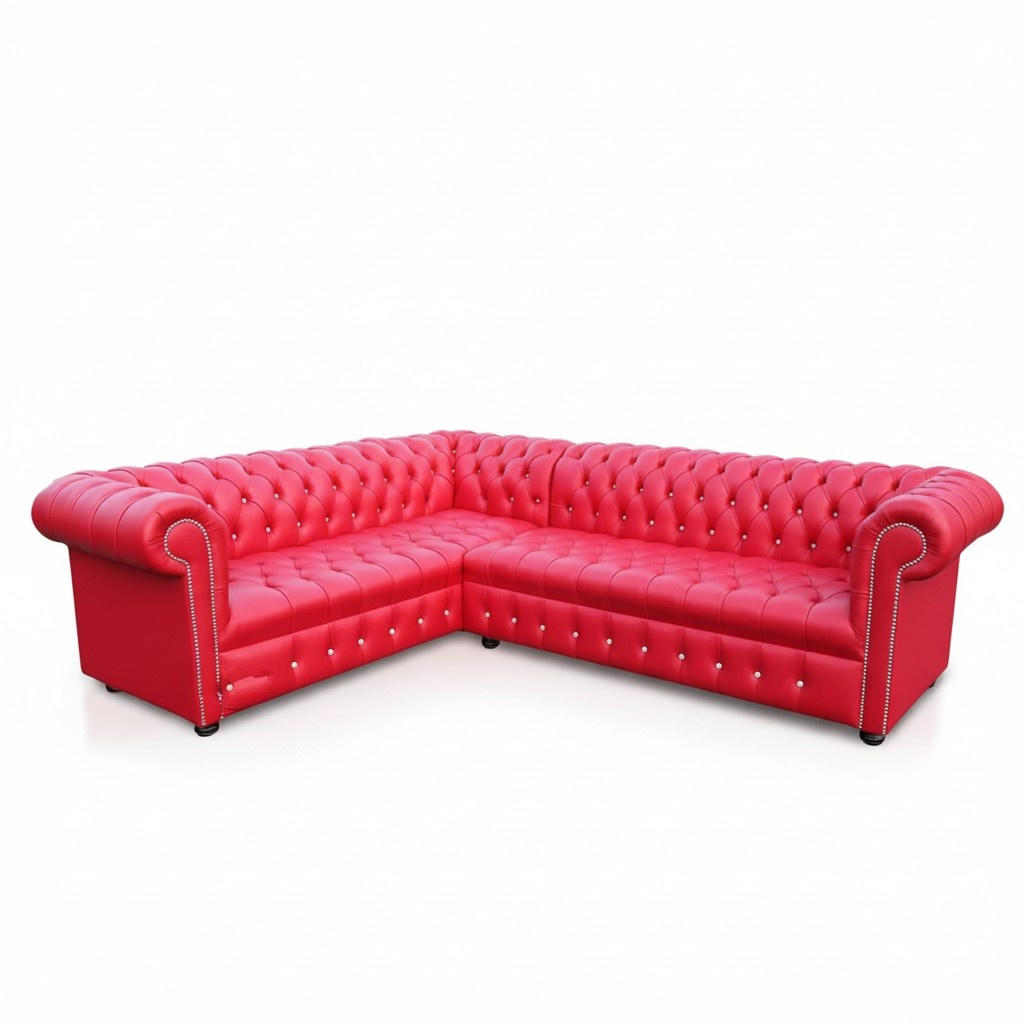 Rote Chesterfield Ecksofa Couch 210x300cm Maßfertigung Ledersofa Sofa