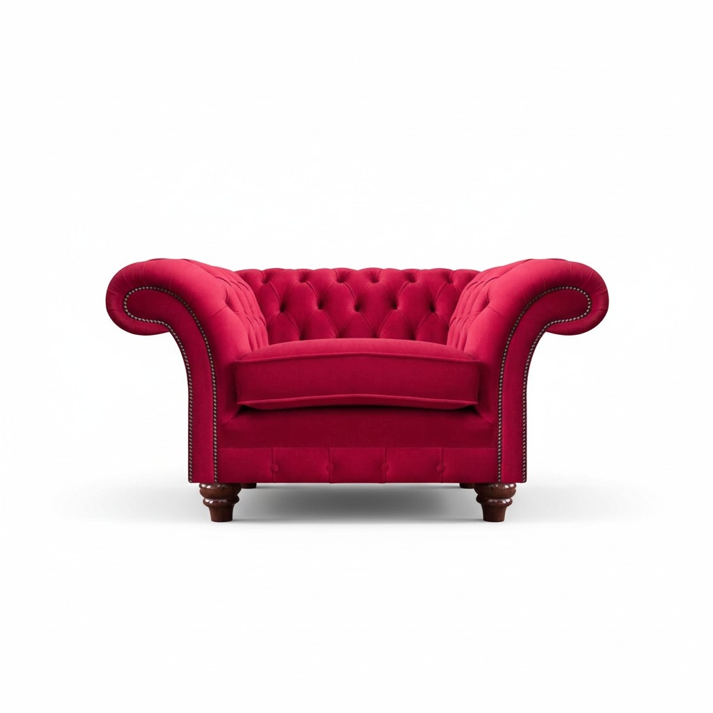 Roter Chesterfield Wohnzimmer Sessel Designer Stoffsessel Lehnsessel