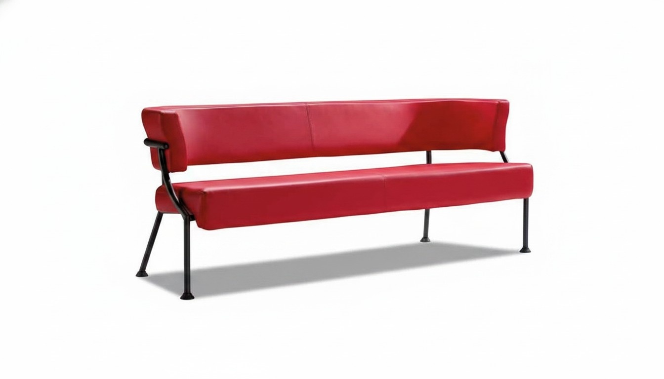 Roter Leder Dreisitzer Wohnzimmer Designer Polstercouch Sitzmöbel Sofa