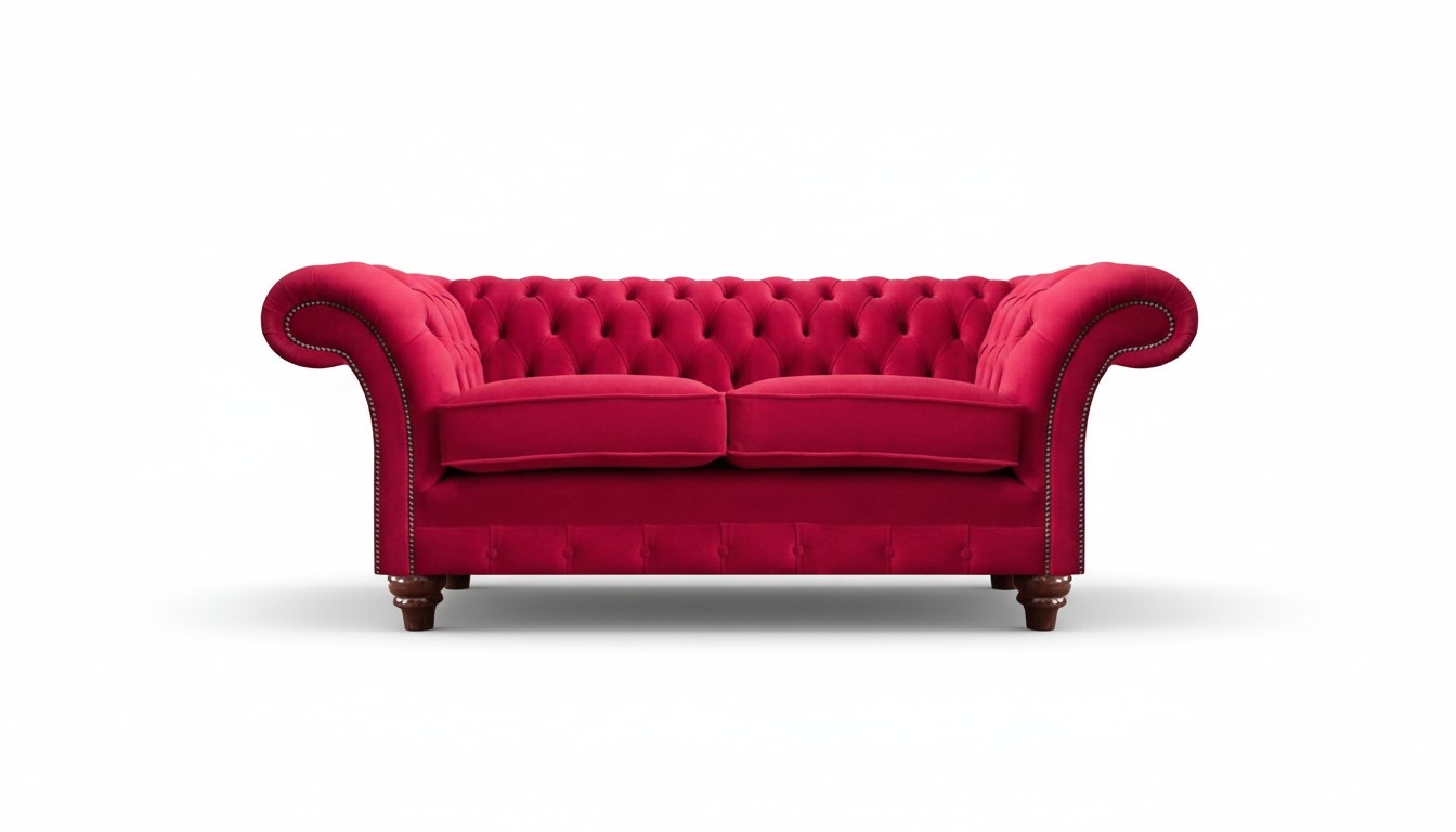 Rotes Chesterfield Sofa Exklusiver Zweisitzer Wohnzimmer Polstercouchen