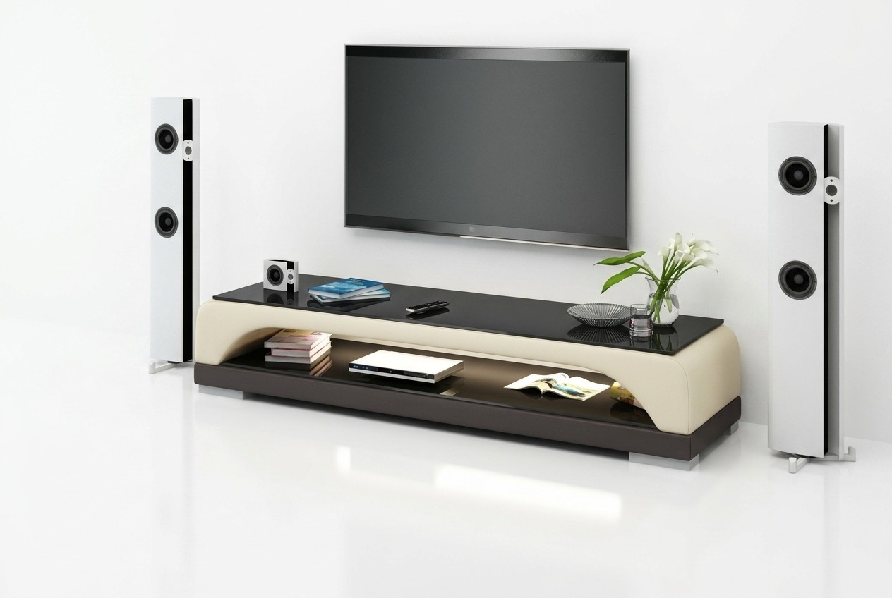RTV TV Sideboard Leder Glas Tisch Fernseh Schrank Tisch Designer Neu TS1005