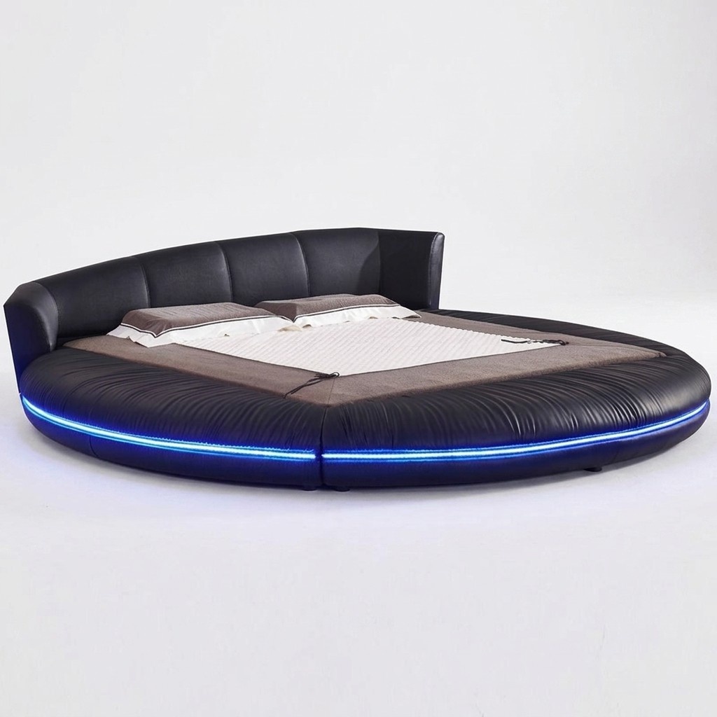 Rund Design Betten Leder Rundes Bett Doppel Luxus Hotel Gestell Schlaf Zimmer