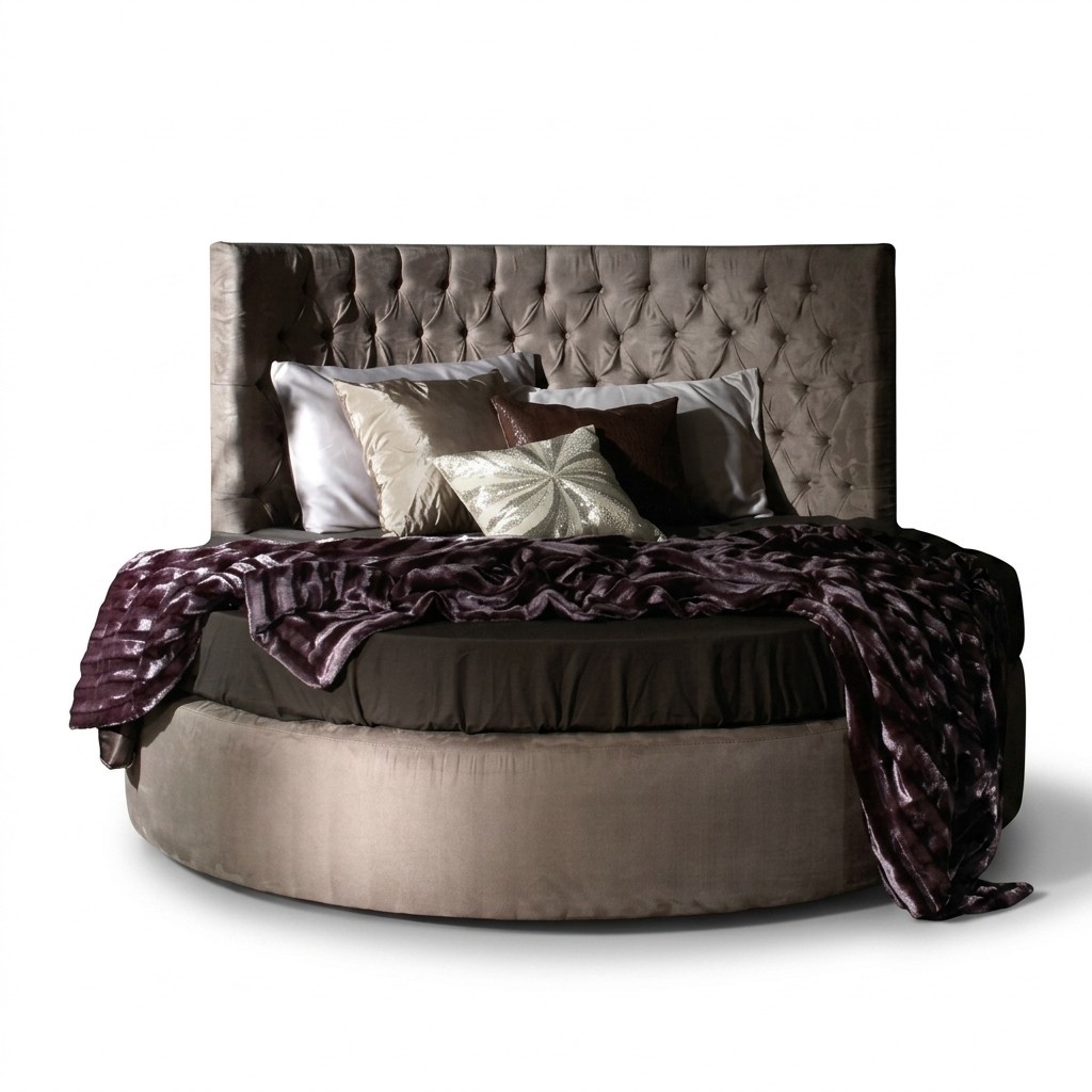 Runde Chesterfield Luxus Rund Bett Klassische Hotel Samt Textil Leder Betten Neu