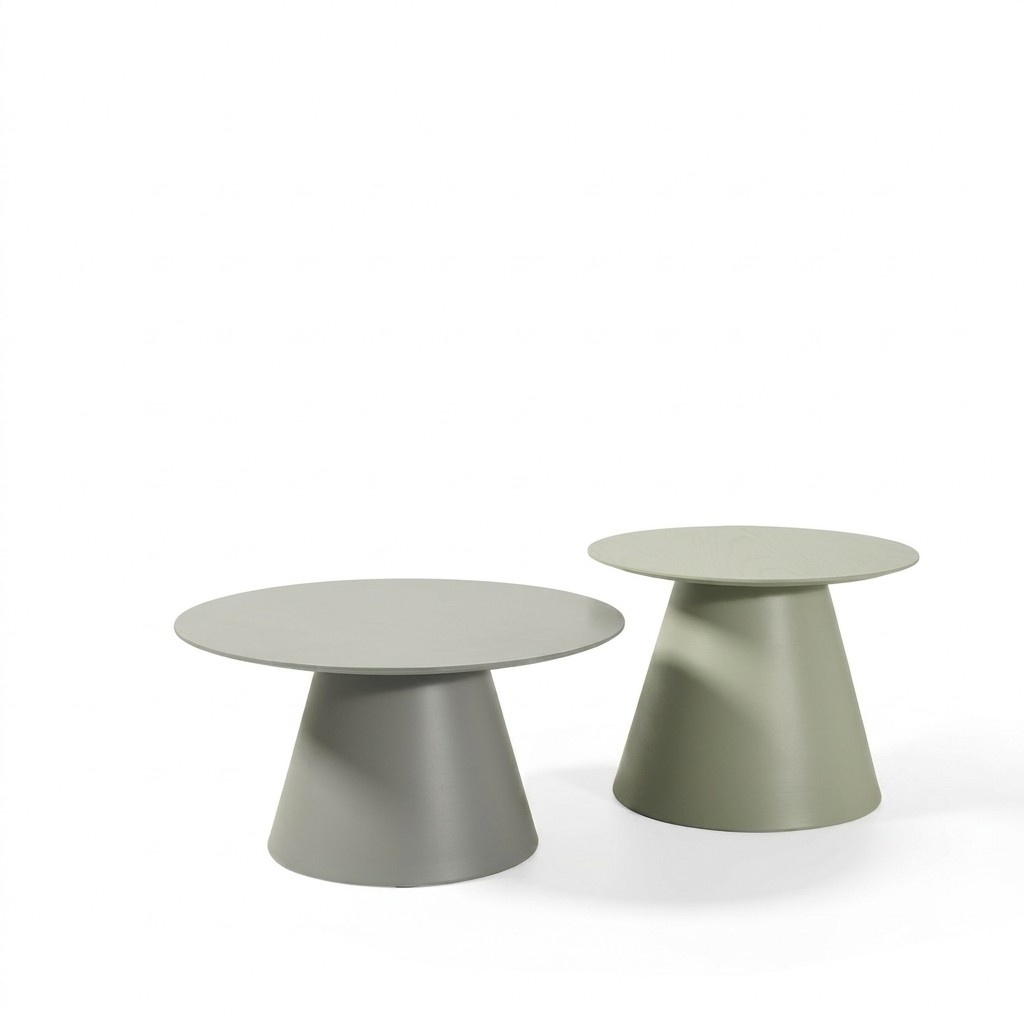 Runde Couchtische Set 2 tlg. Wohnzimmer Holz Beistelltische Luxus Stil Tisch