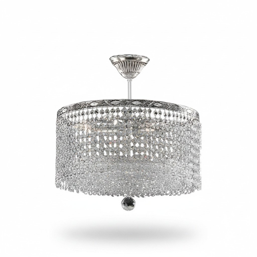 Runde Deckenlampe Kristall Deckenleuchter Luxus Silber Kronleuchter Lüster