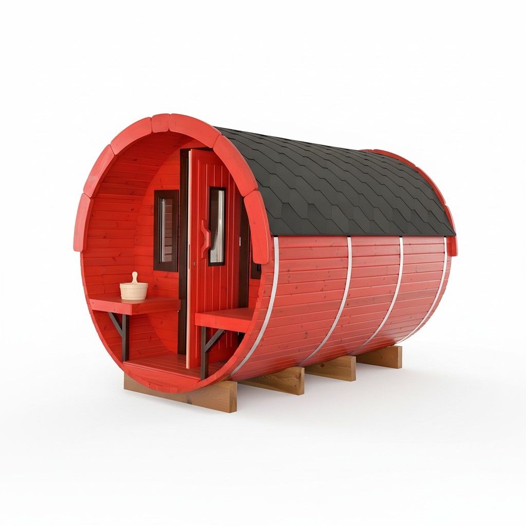 Runde Holzsauna Fasssauna Saunafass outdoor Landhaus Garten Saunas 3m