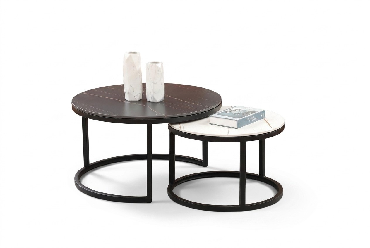 Beistelltisch Runde Set 2x Kaffeetisch Couchtisch Wohnzimmer Designer Tische Neu
