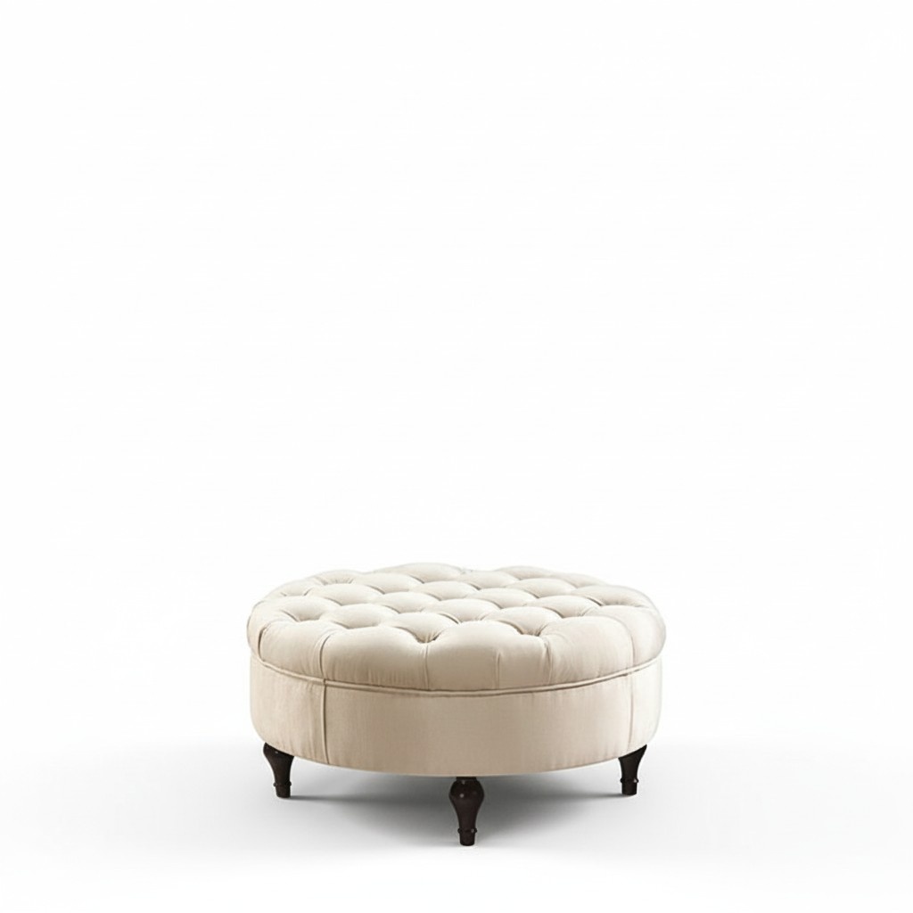 Runder Chesterfield Polster Hocker Fußhocker Ottomane Rund Sofa Beistell Neu
