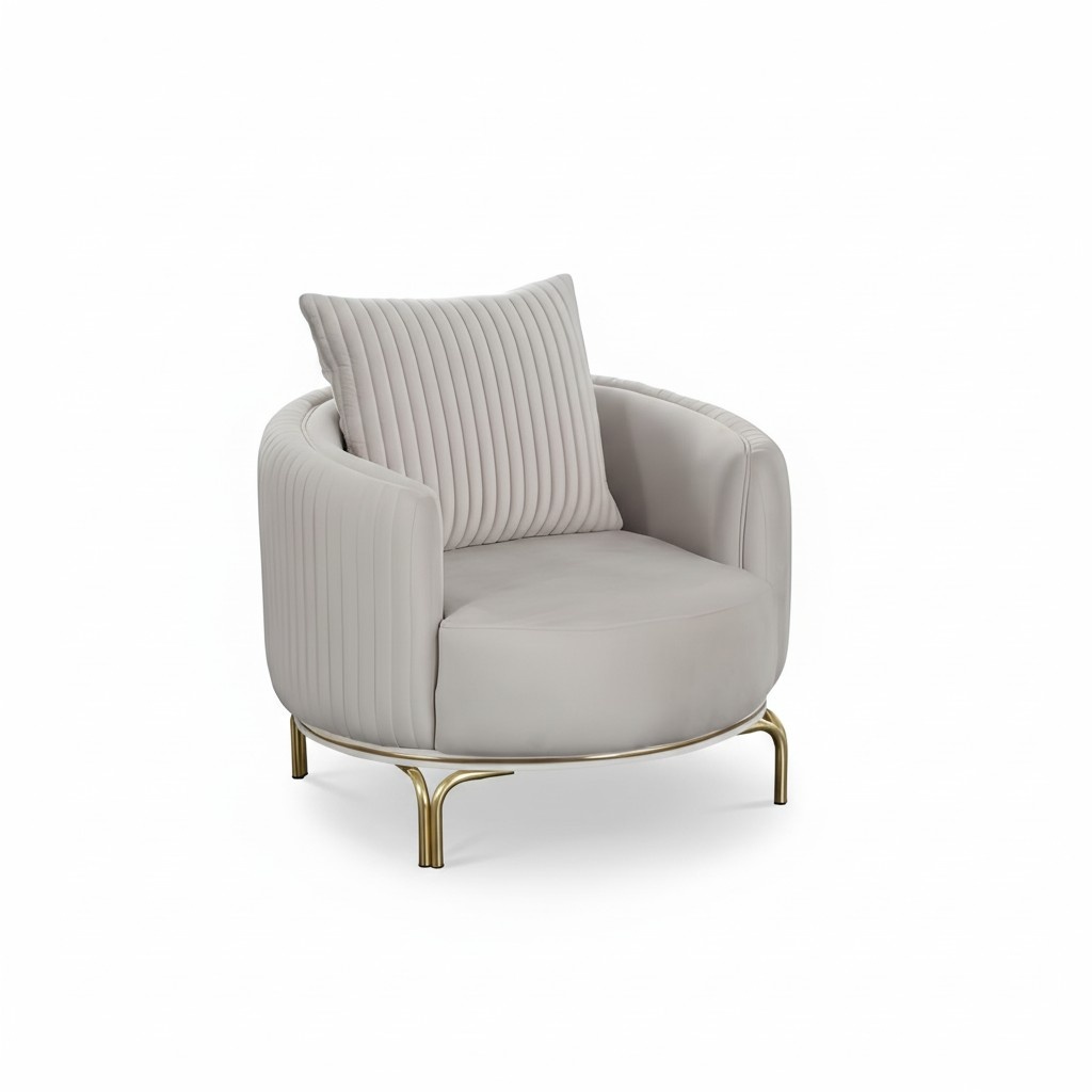 Runder Sessel Einsitzer Luxus 1 Sitzer Polster Sitz Designer Textil Sitz Stoff