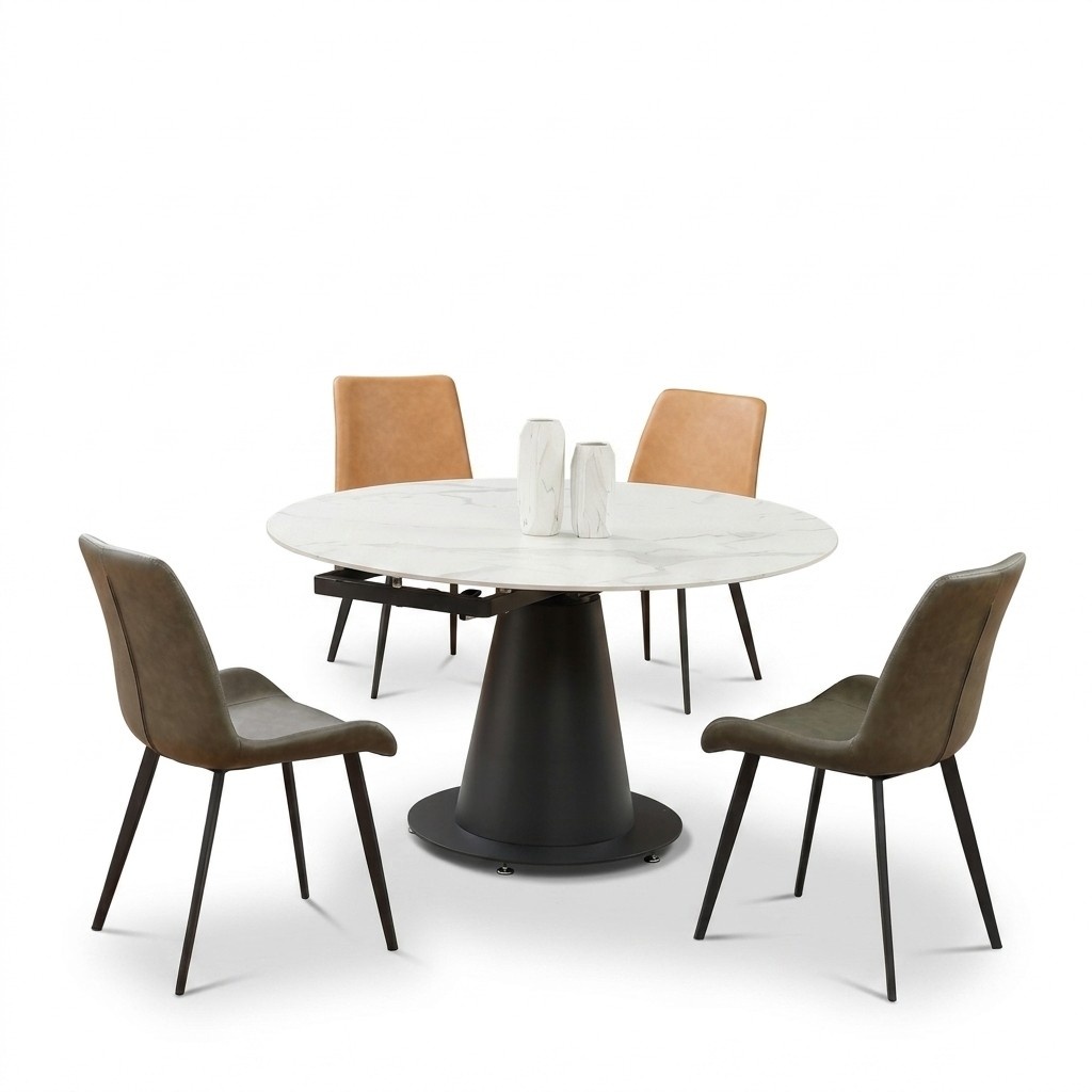 Runder Tisch Edelstahl Marmor Imitat Stein Esstisch Esszimmer Tische Wohnzimmer.