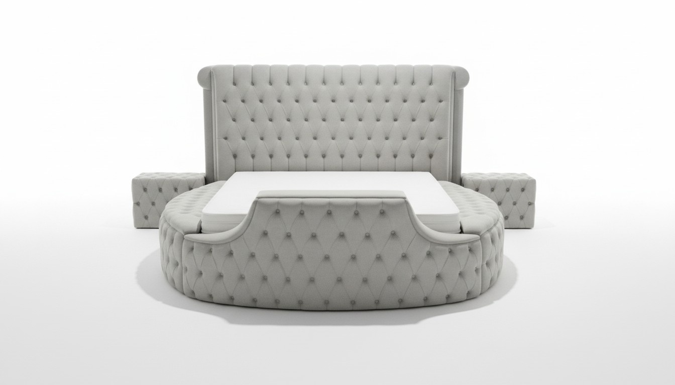 Rundes Bett Moderne Design Luxus Polster Rund Betten Stoff Chesterfield Bett Neu