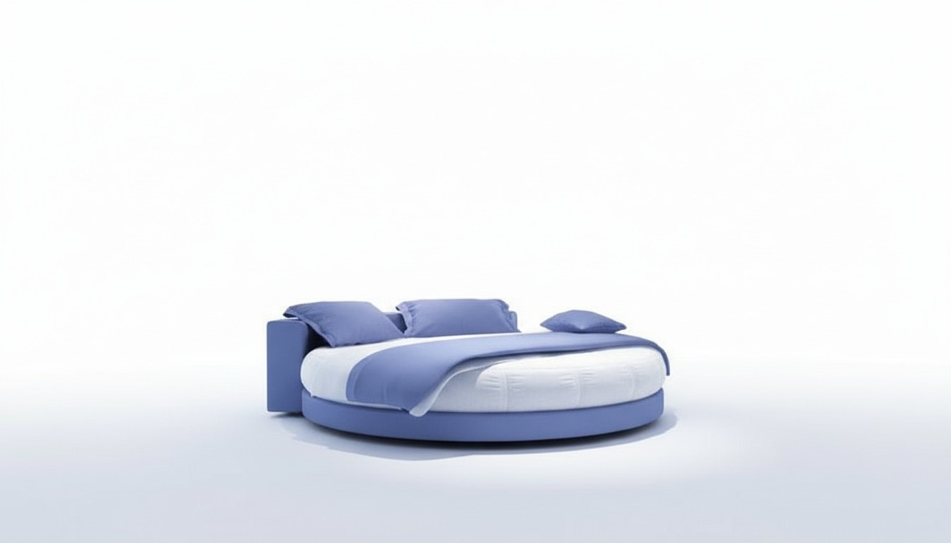 Rundes Leder Bett 200x200 Luxus Polster Rund Betten Runde Stoff Hotel Möbel Neu