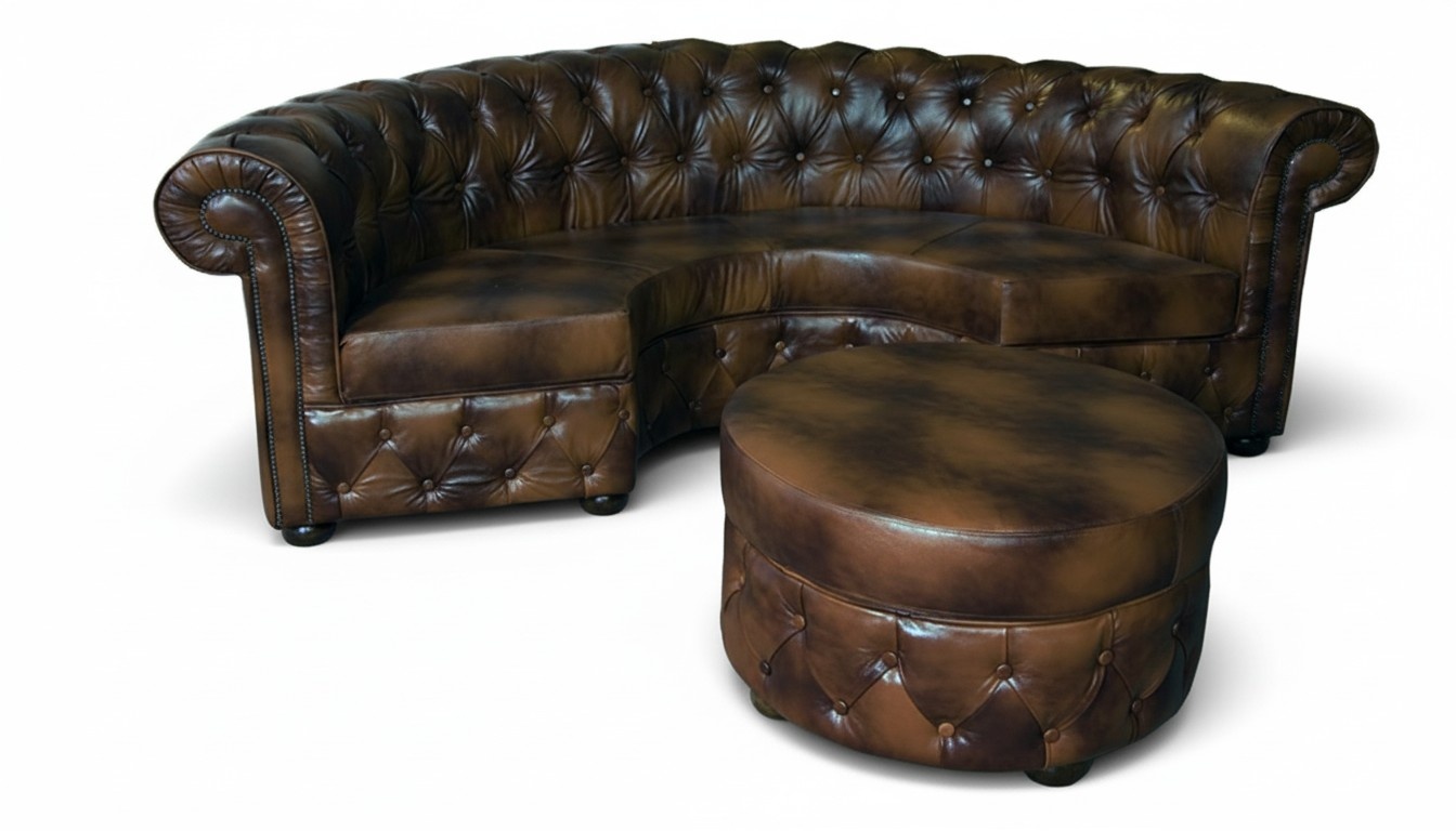 Rundsofa Sofa Couch Polster Rund Eck Chesterfield Sitz Ecksofa Eck Garnitur Neu