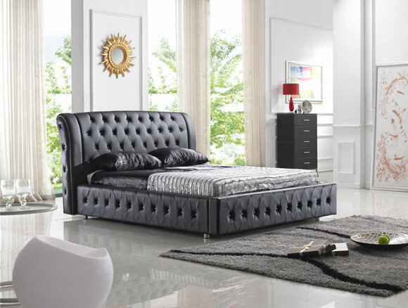 POLSTERBETT LEDERBETT BETT BETT MODELL S-9270 BLACK 160/180/200X220CM