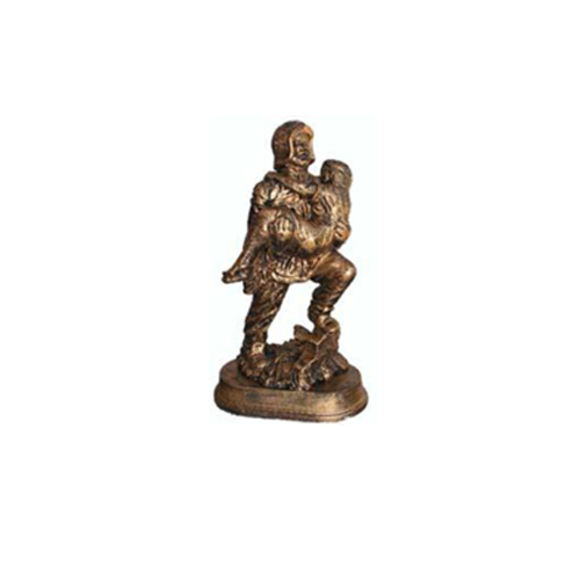 Skulptur Feuerwehrmann rettet Kind Held Figur Statue Kupfer Imitation 25cm