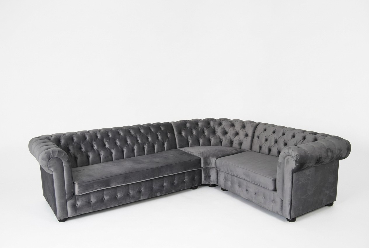 Samt Chesterfield Sofa Couch Polster Eck Garnitur Wohnlandschaft Stoff