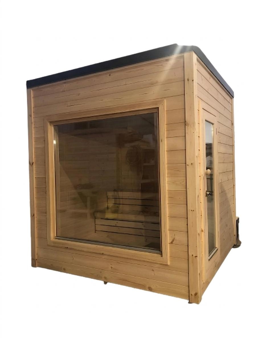 Sauna Holzsauna Holz Design Haus Outdoor Landhaus Garten 2,30x2,30x2,40