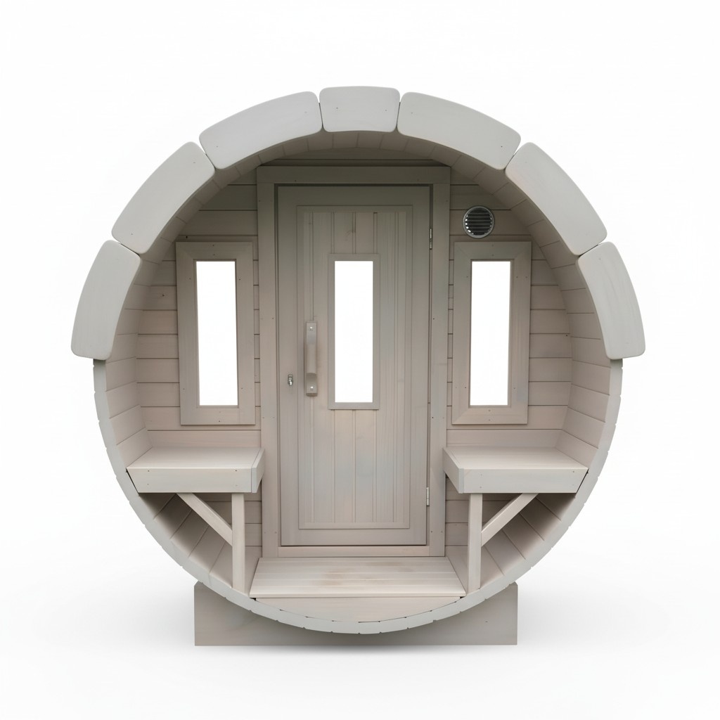 Saunafass Fasssauna Sauna Holzsauna Runde Holz Saunas 6-8 Personen 3,5m