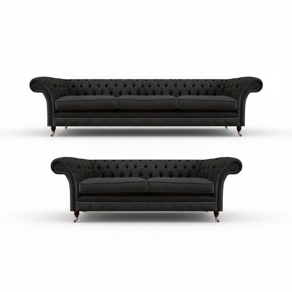 Schicke Chesterfield Couchgarnitur Moderner 3-Sitzer Polster Zweisitzer