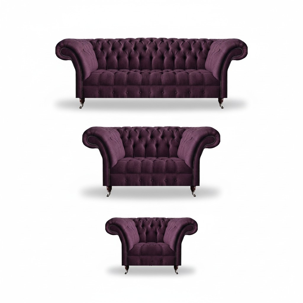 Schicke Chesterfield Sofas Designer Polstercouchen Wohnzimmer Möbel 3tlg