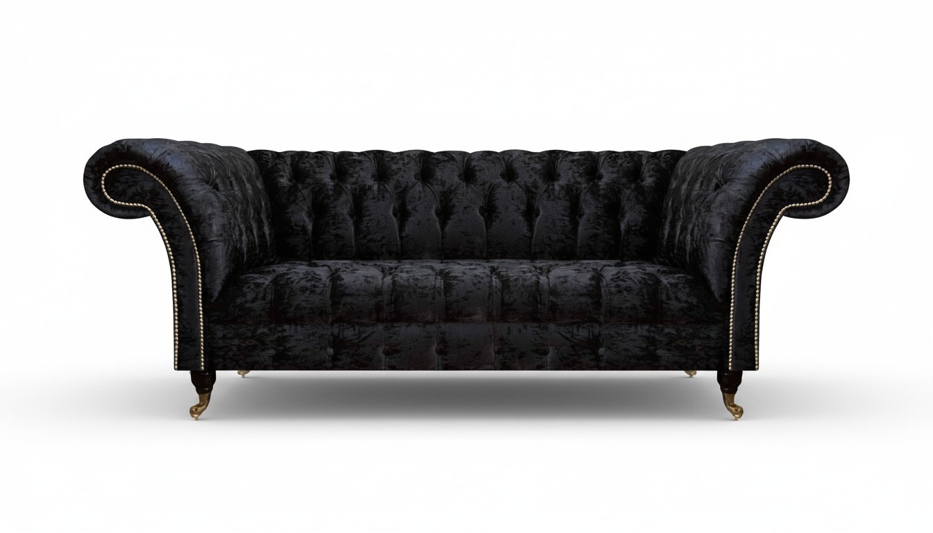 Schicker Chesterfield 3-Sitzer Wohnzimmer Stoffsofa Designer Sitzmöbel