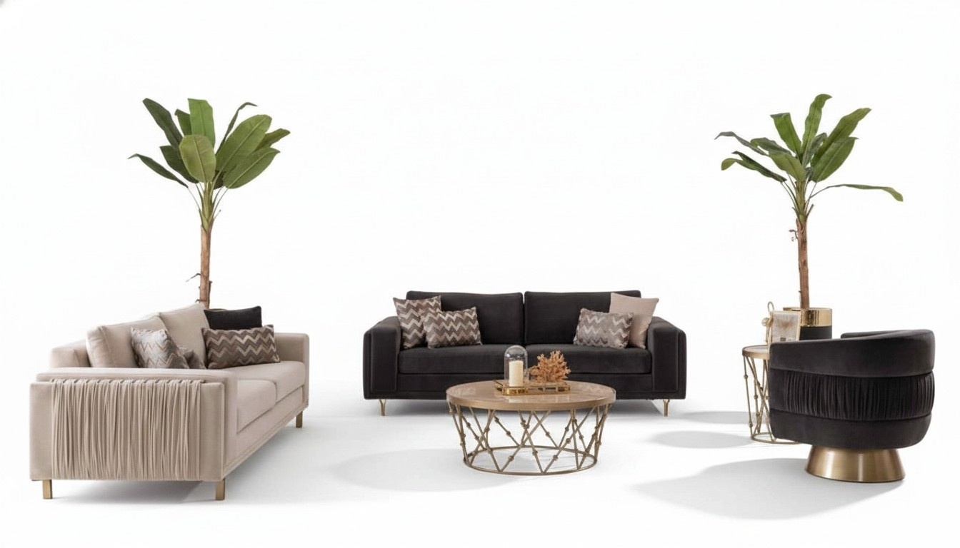 Schiker Sofagarnitur Sofa 3+3 Sitzer mit Sessel für Wohnzimmer Designen