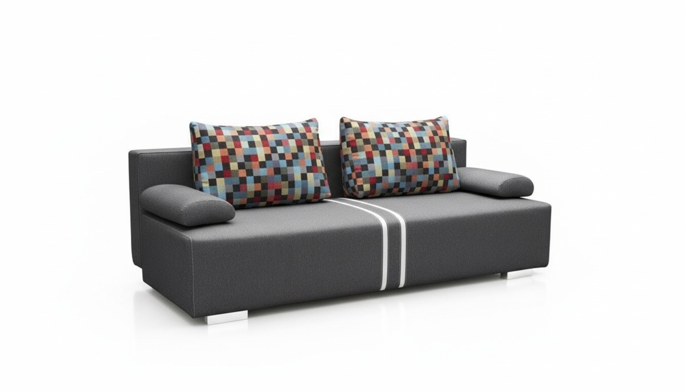 Schlafsofa Klappcouch 3-Sitzer Schlaffunktion + Bettkasten Couch Designer Sofa