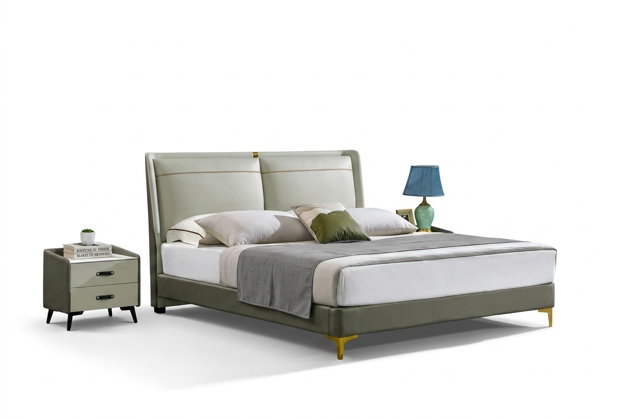 Schlafzimmer 3tlg. Set Bett 2x Nachttisch Konsole Betten Doppel Hotel Polster