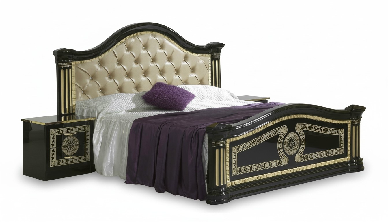 Schlafzimmer 3 tlg. Set Bett 2x Nachttisch Konsole Betten Chesterfield Polster