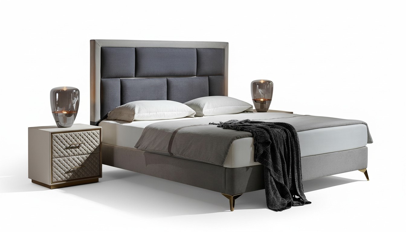 Schlafzimmer 3 tlg. Set Bett 2x Nachttisch Konsole Betten Doppel Polster Hotel