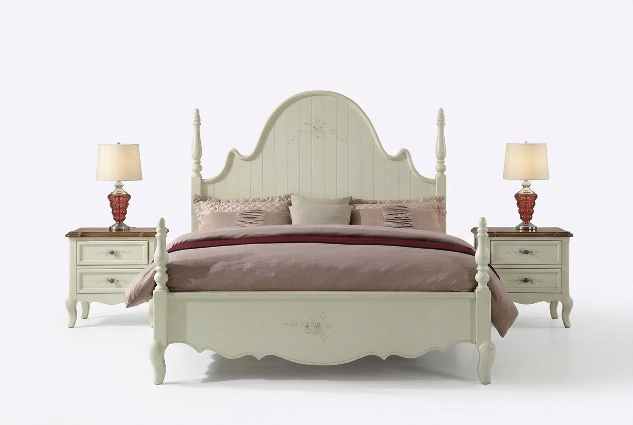 Schlafzimmer Bett Nachttisch Hocker Komplette 2x Set Holz Möbel Zimmer 4tlg. Neu