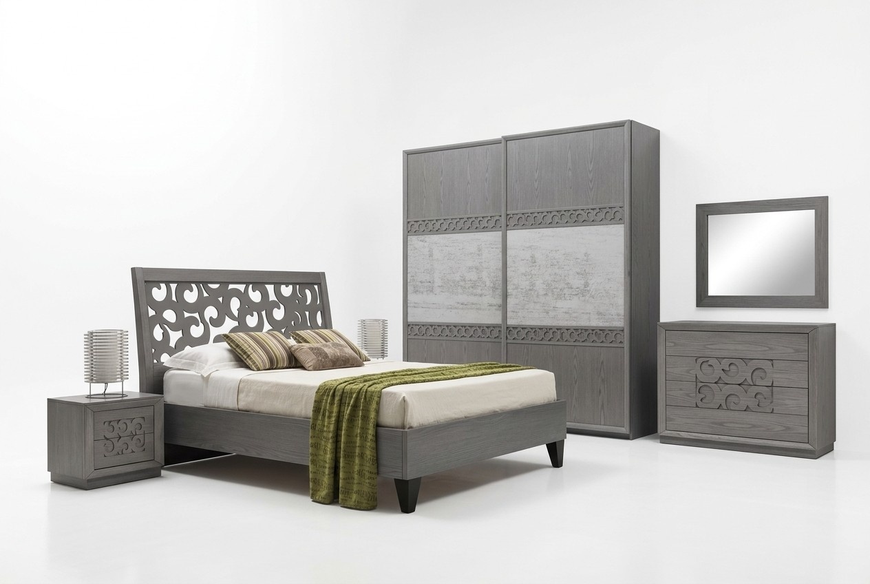 Schlafzimmer Bett 2x Nachttische Kleiderschrank Kommode 6tlg Luxus