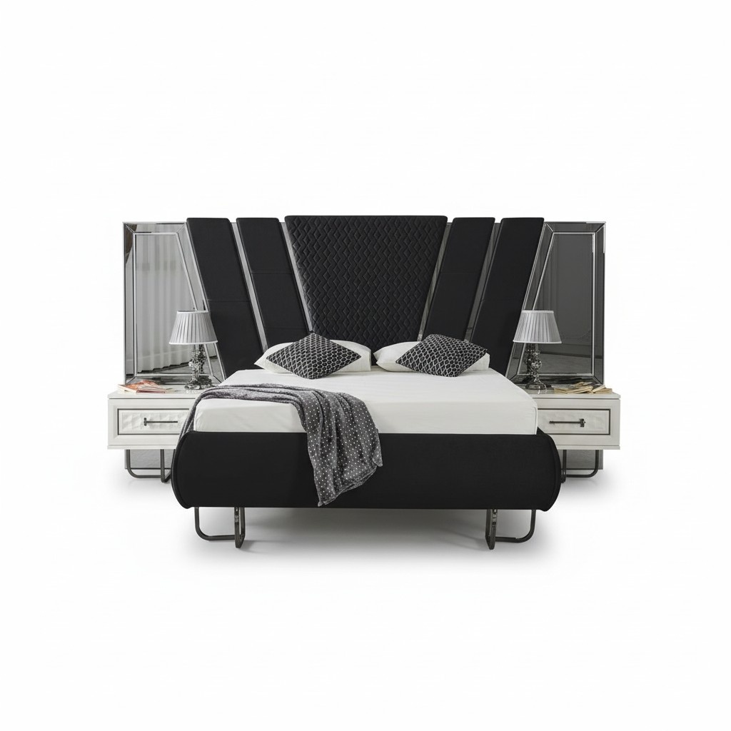 Schlafzimmer Bett 2x Nachttische Luxus Betten Set Komplett Design Möbel 3tlg.